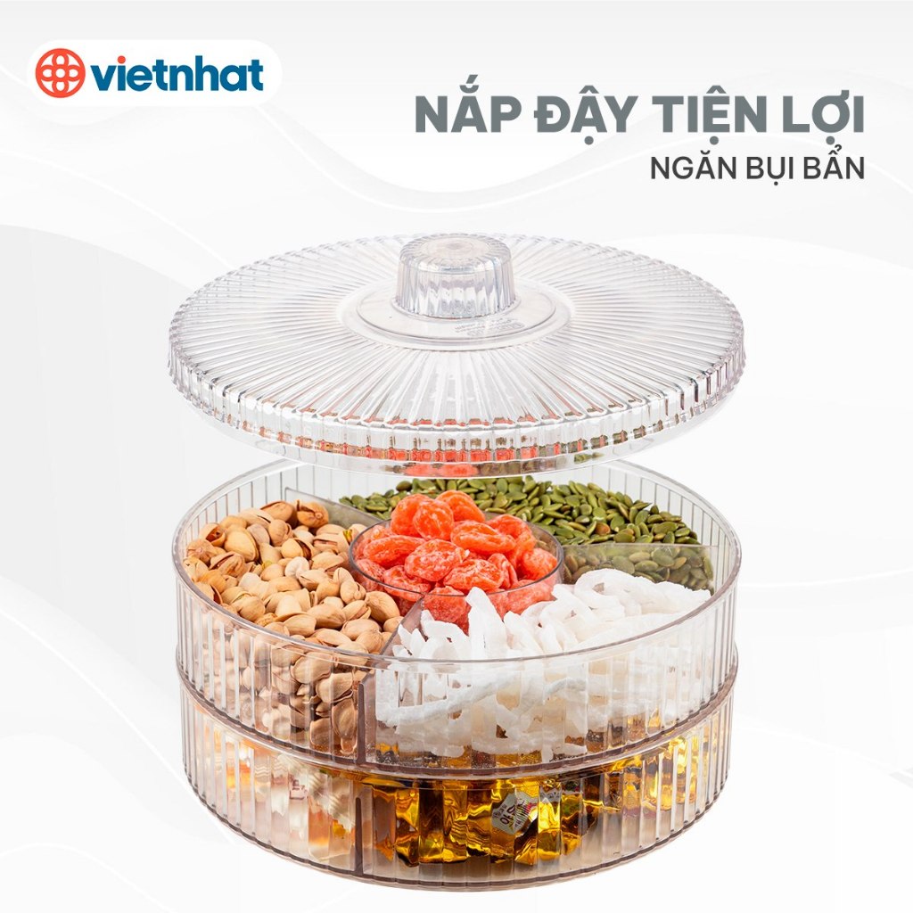 Khay đựng bánh kẹo mứt Tết 4 ngăn trang trí bàn trà mời khách Chính Hãng VIỆT NHẬT (mã 5635)