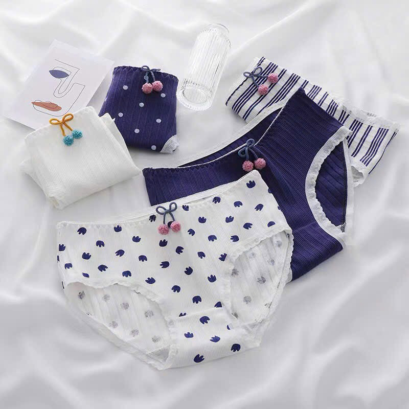 QUẦN LÓT COTTON TĂM ĐÍNH NƠ BÔNG 160