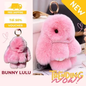 Thỏ nhồi bông đáng yêu lông mịn. Móc chìa khóa, Tag túi xách thỏ bông trending.