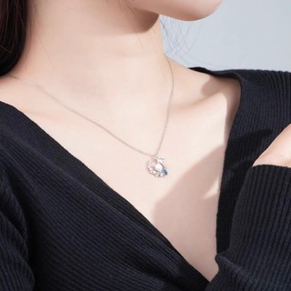 Vòng cổ bạc nữ Starlit Serene mặt cá voi mix ngọc lấp lánh, kèm hộp đựng sang trọng