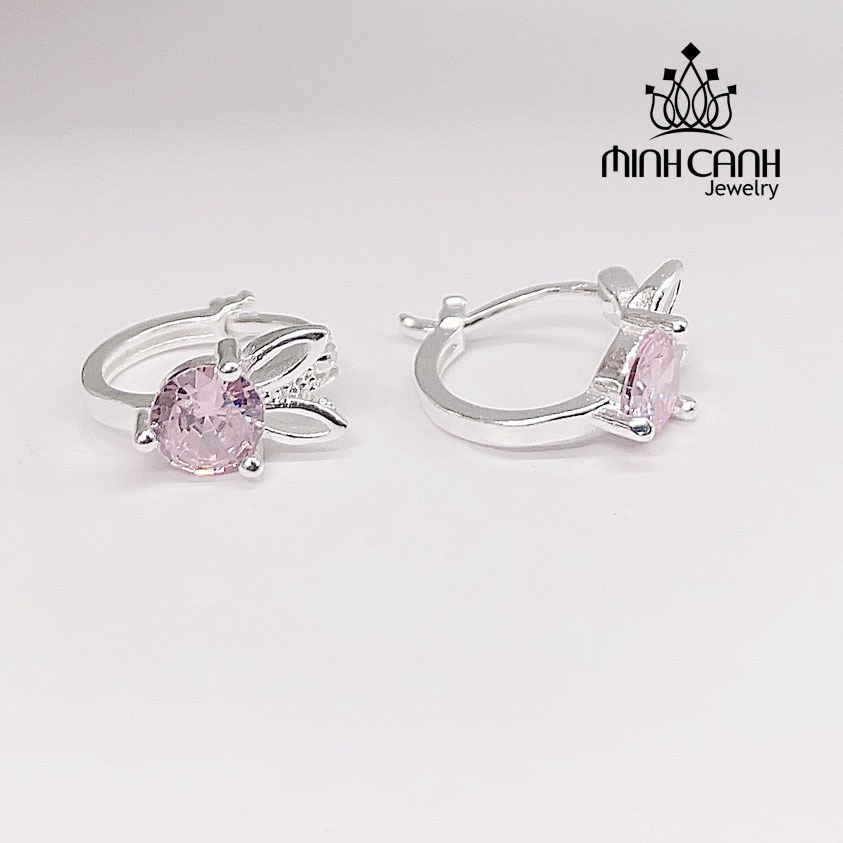 Ảnh Hoa Tai Bạc Thỏ Hồng Cho Bé Gái Minh Canh Jewelry 4