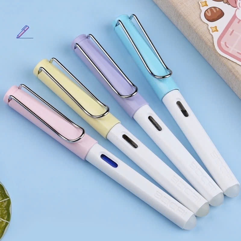 Bút máy T1(thân trắng) có đầu tẩy dùng mực xóa, ngòi mài tạo thanh đậm nhẹ, nét mảnh đẹp
