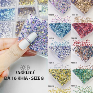 Đá Nail Luxury ( Size 8 - 400 viên ) Chân Lưới 16 Khía Đủ Màu Cao Cấp Đá Đính Trang Trí Móng ANGELICA