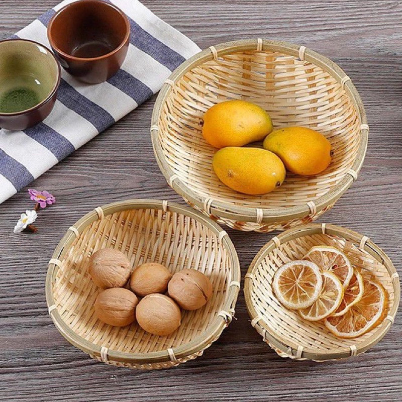 Rá tre trắng, rổ tre đựng hạt,đồ ăn,quả trang trí Decor | Shopee Việt Nam