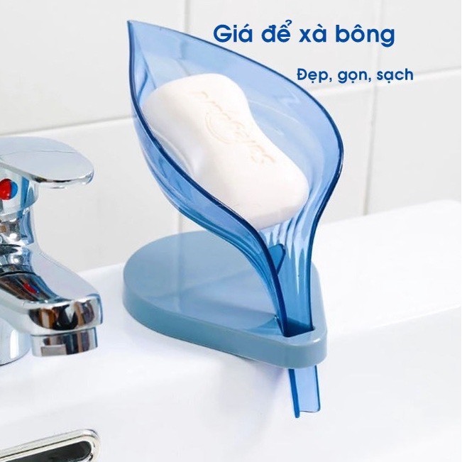 Giá để xà phòng hình chiếc lá chống trượt kèm nút hít chân không / Giá để đồ rửa chén bát