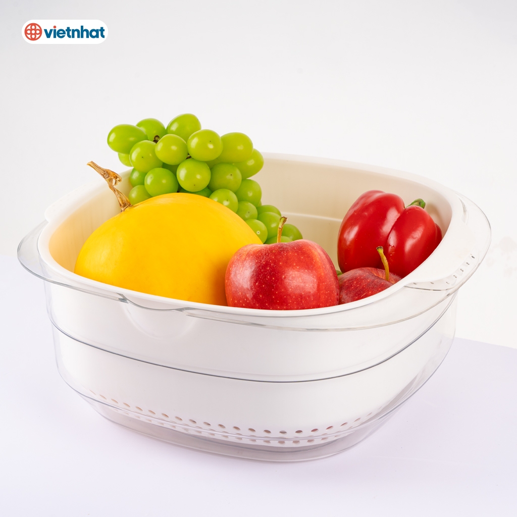 Bộ chậu rổ trong suốt Chính Hãng Việt Nhật Plastic