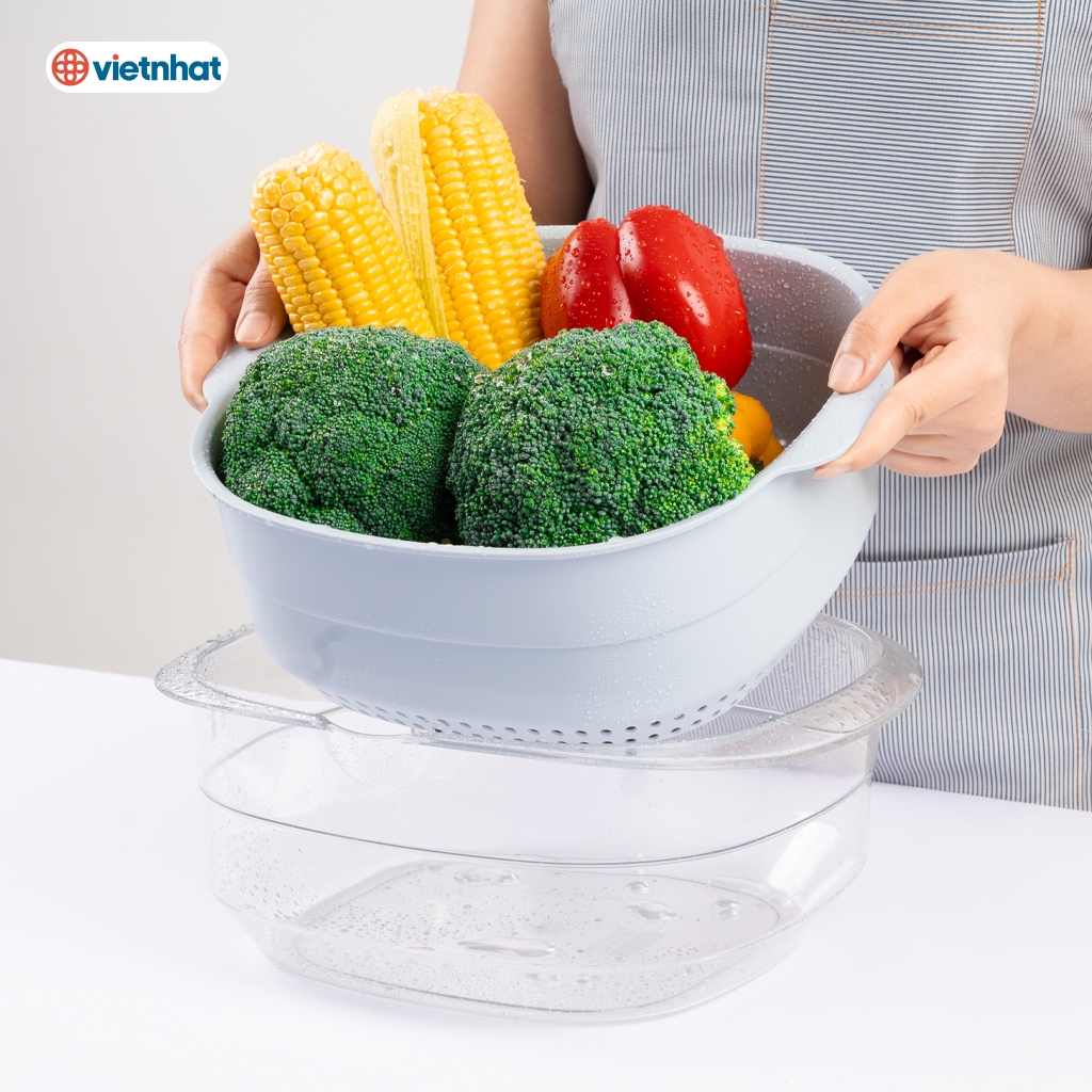 Bộ chậu rổ trong suốt Chính Hãng Việt Nhật Plastic