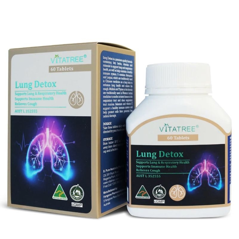 [Mẫu mới + Date 2028] Viên uống Bổ phổi, thải độc phổi Vitatree lung detox 60 viên của Úc