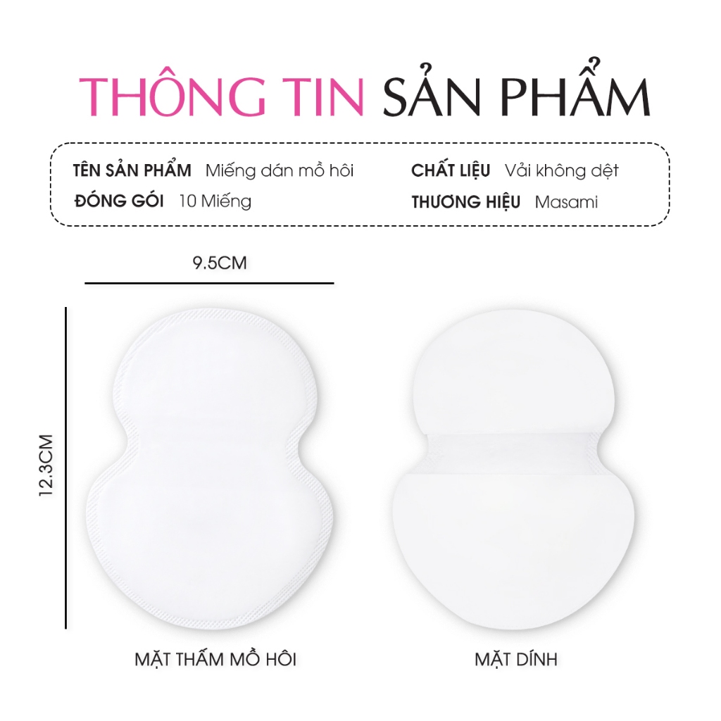 Miếng dán thấm mồ hôi nách Masami khử mùi thấm hút hiệu quả túi 10 miếng