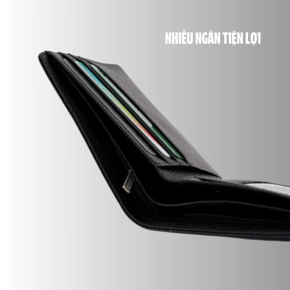 Ví Da Bò Thật 100% Dáng Ngang LT01, Nhiều Ngăn Tiện Dụng, Tặng Kèm Hộp, Nhỏ Gọn Dễ Mang