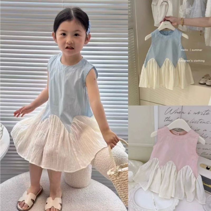 DL41 váy bé gái Diệu Linh Shop kids- Váy thiết kế chất liệu thô nến phối với chất tơ cho bé diện đi chơi đi học 8-38kg