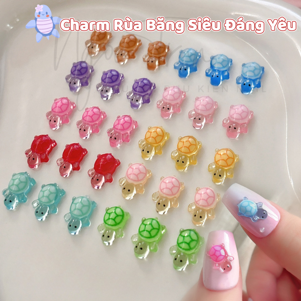 Set 10 Charm Rùa Băng Túi Mù | Rùa Thạch Đủ Màu | Trang Trí Móng Tay ...