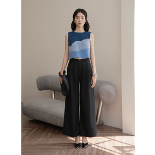 Quần OLV ống rộng lưng cao đen basic thanh lịch Candice phù hợp đi làm đi chơi
