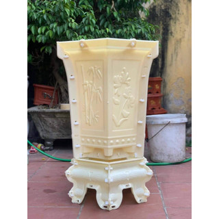 Khuôn chậu lục giác ống cao rộng 42cm cao 55cm chất liệu nhựa abs