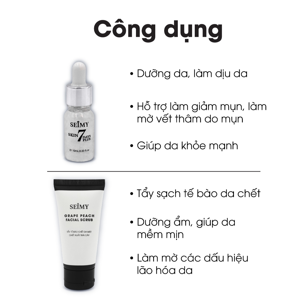 Ảnh Combo Gel Tẩy Da Chết Mặt và Serum Hỗ Trợ Giảm Mụn Thâm Seimy 10ml 2