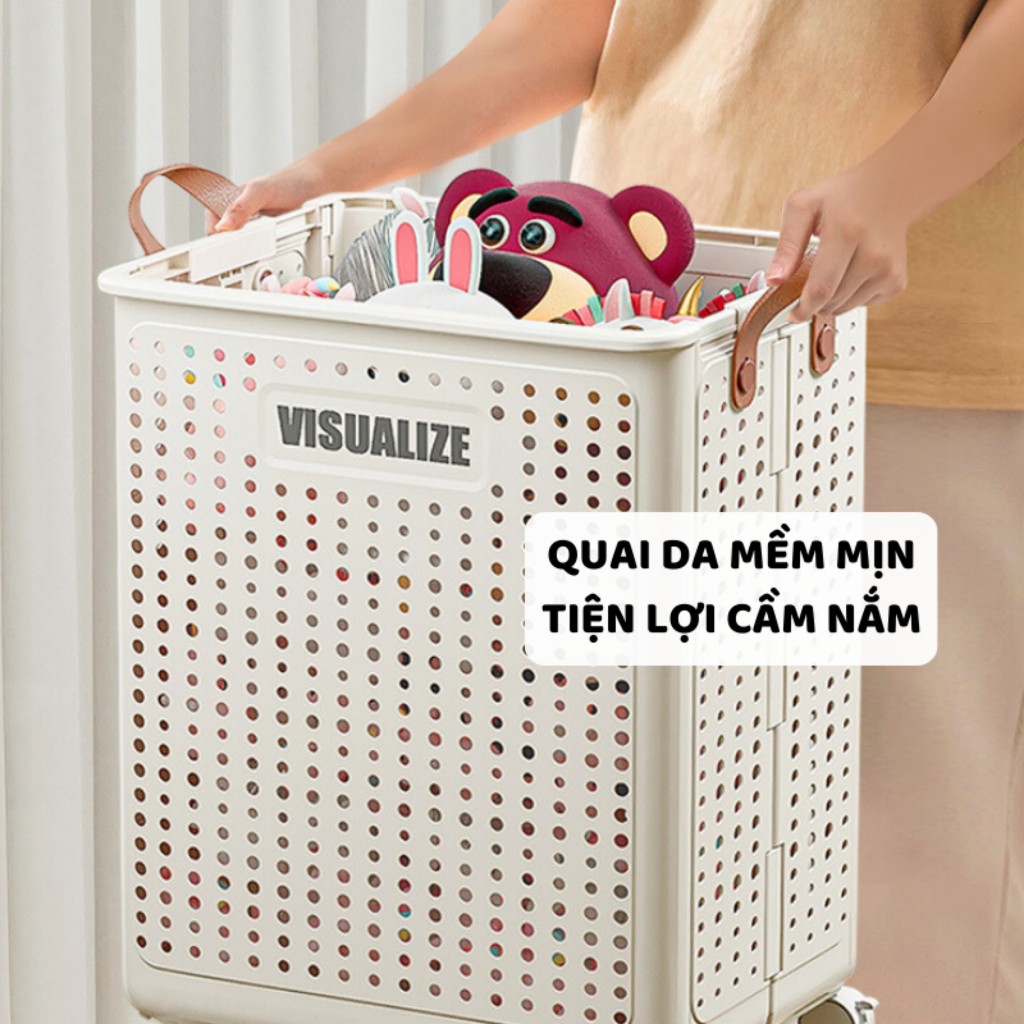 Giỏ Đựng Đồ Chơi Cho Bé ENODA HOME, Giỏ Nhựa Gấp Gọn Đựng Đồ Chơi Có Bánh Xe Q046