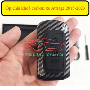 Ốp Chìa Khóa xe Mitsubishi Attrage 2015-2023 chìa thông minh vân cacbon cao cấp