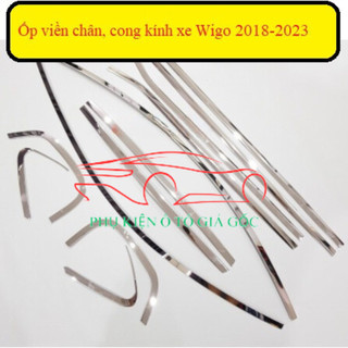 Bộ nẹp viền chân kính, cong kính xe Toyota Wigo 2018 - 2023 - Hàng INOX cao cấp