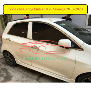 Bộ nẹp chân, cong kính xe Kia Morning 2012 - 2020 INOX cao cấp, sáng bóng