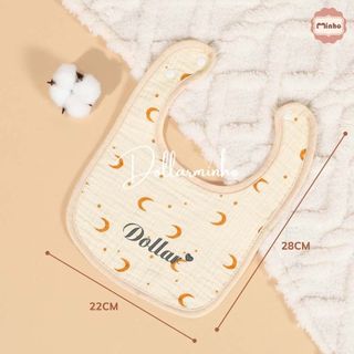 Yếm xô muslin hình chữ U THÊU TÊN cho bé theo yêu cầu siêu sinh, yếm giữ ấm cổ, ngực cho bé