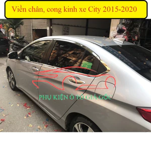 Bộ nẹp viền cong kính, chân kính xe Honda City 2015-2020, INOX cao cấp