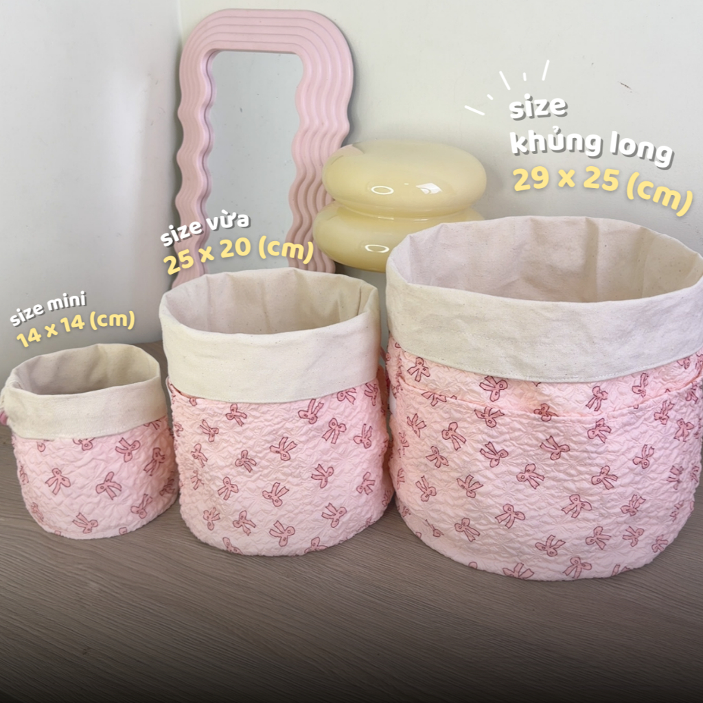 Thúng vải có dây rút Pastelish - Túi đựng đồ đa năng, đồ makeup, có thể mang đi du lịch - (sử dụng 2 mặt)