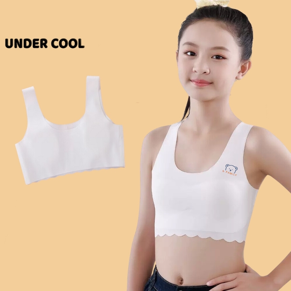 Áo lá học sinh bra nữ su có hình gấu siêu cute, thoáng mát tôn dáng, bản to có miếng đệm mỏng UNDERCOOL  AB44