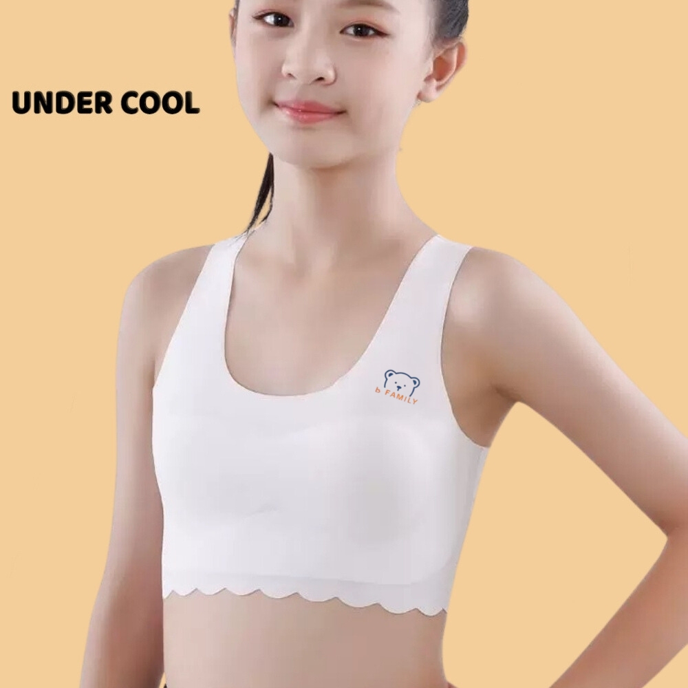Áo lá học sinh bra nữ su có hình gấu siêu cute, thoáng mát tôn dáng, bản to có miếng đệm mỏng UNDERCOOL  AB44