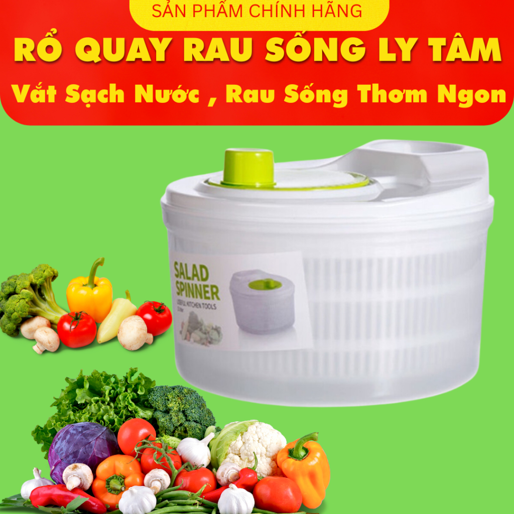 Rổ Quay Rau Sống – Rổ Quay Rau Sống Tức Thì – Rổ Quay Rau Ráo Nước Tiện ...