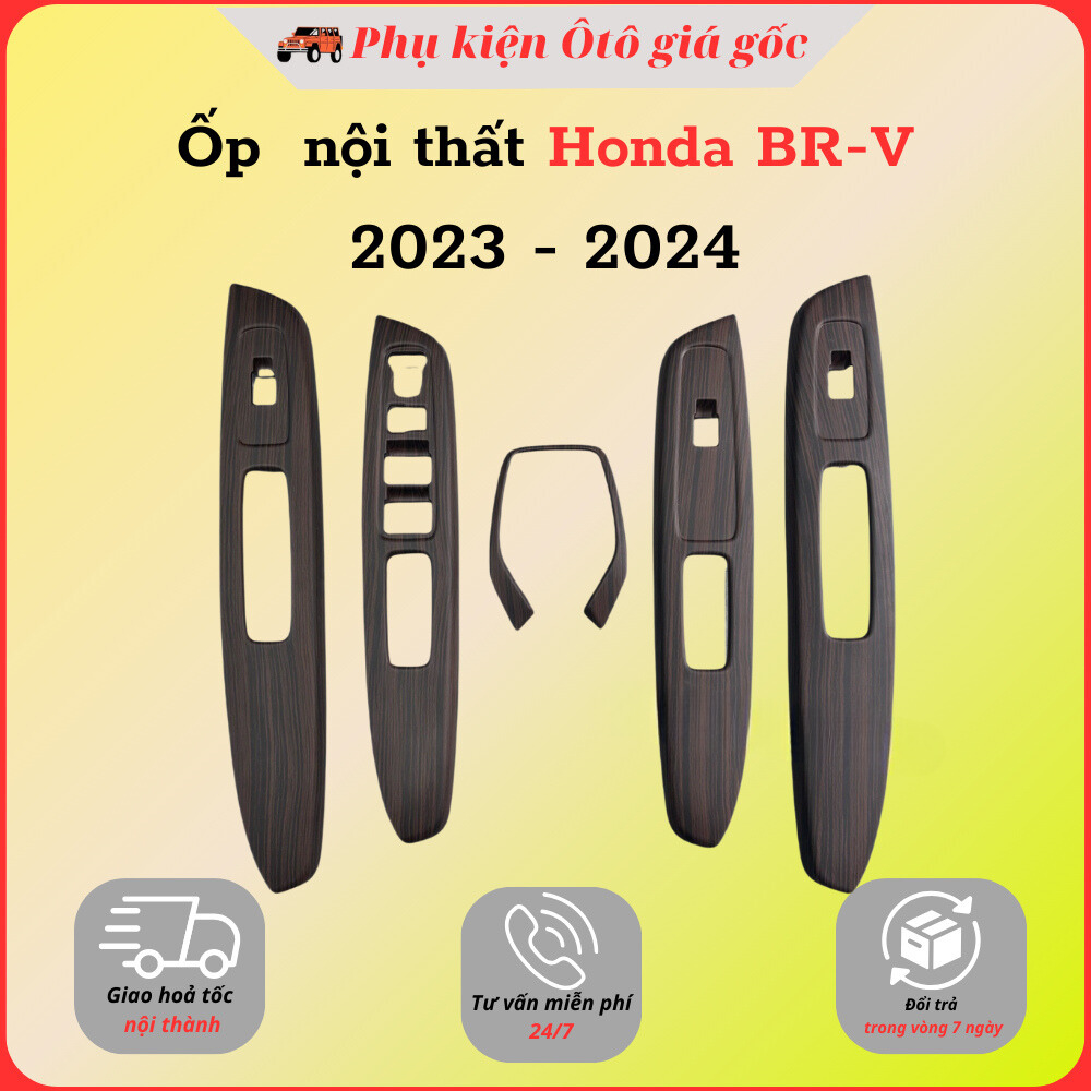 Ốp nội thất xe Honda BRV 2023, 2024 nhựa ABS vân gỗ mờ cao cấp, sang trọng(KHÔNG DÙNG CHO BẢN L)