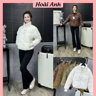 Áo Khoác Phao Da Trơn Cúc Bấm Dây Rút Gấu Kéo Khoá Cao Cổ Khoác Phao Nữ Siêu Nhẹ Freesize