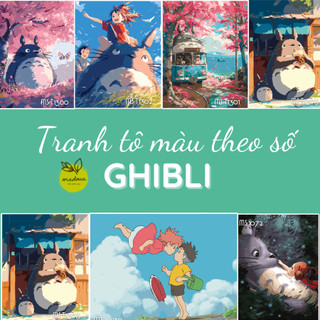 TỔNG HỢP - Tranh tô màu theo số, tranh số hóa GHIBLI, TOTORO, đã căng khung 40x50cm