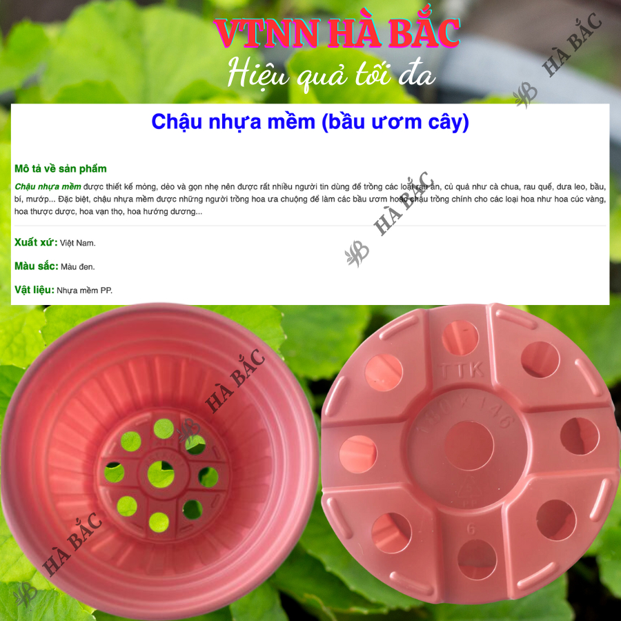 [5 cái] Chậu Trồng Cây 280x205mm Nâu/Trắng, hiệu Tân Tường Khang vành cứng, chịu nhiệt tốt, bền - Nông Nghiệp Hà Bắc