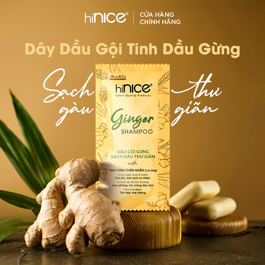 Ảnh Dây Dầu Gội Tinh Dầu Gừng Thiên Nhiên hiNICE Ginger Shampoo Hỗ Trợ Giữ Ẩm, Sạch Gàu Da Đầu 2