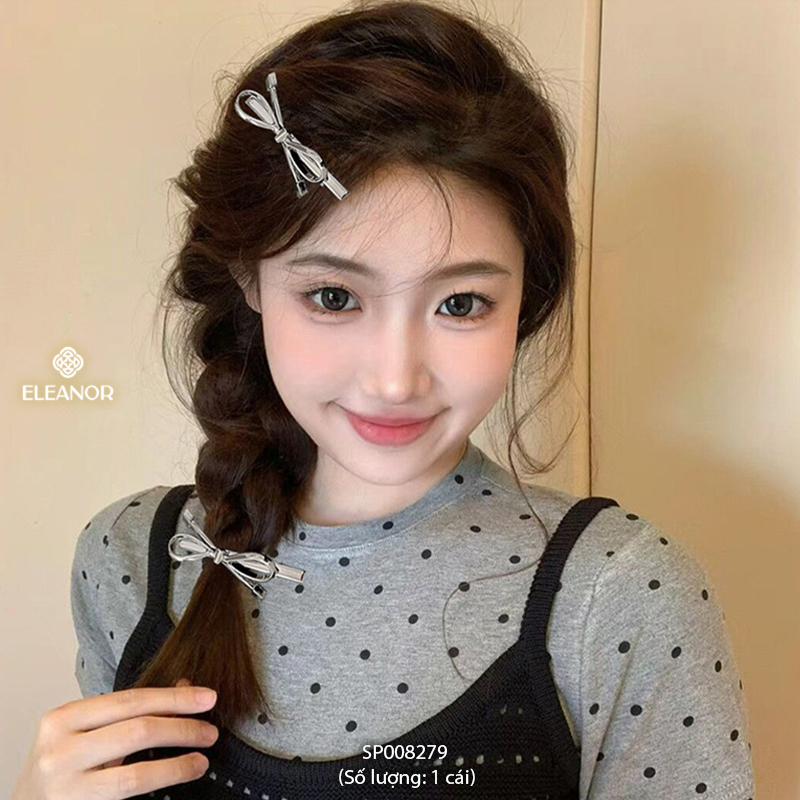Kẹp tóc nữ Eleanor Accessories thiết kế hình nơ viền trơn kẹp tóc mái phụ kiện tóc 8279