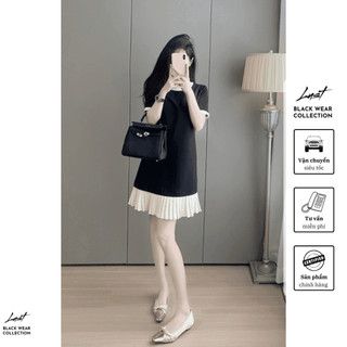 Váy suông đuôi cá xếp ly phối trắng cao cấp LUST chất liệu dày dặn Y563