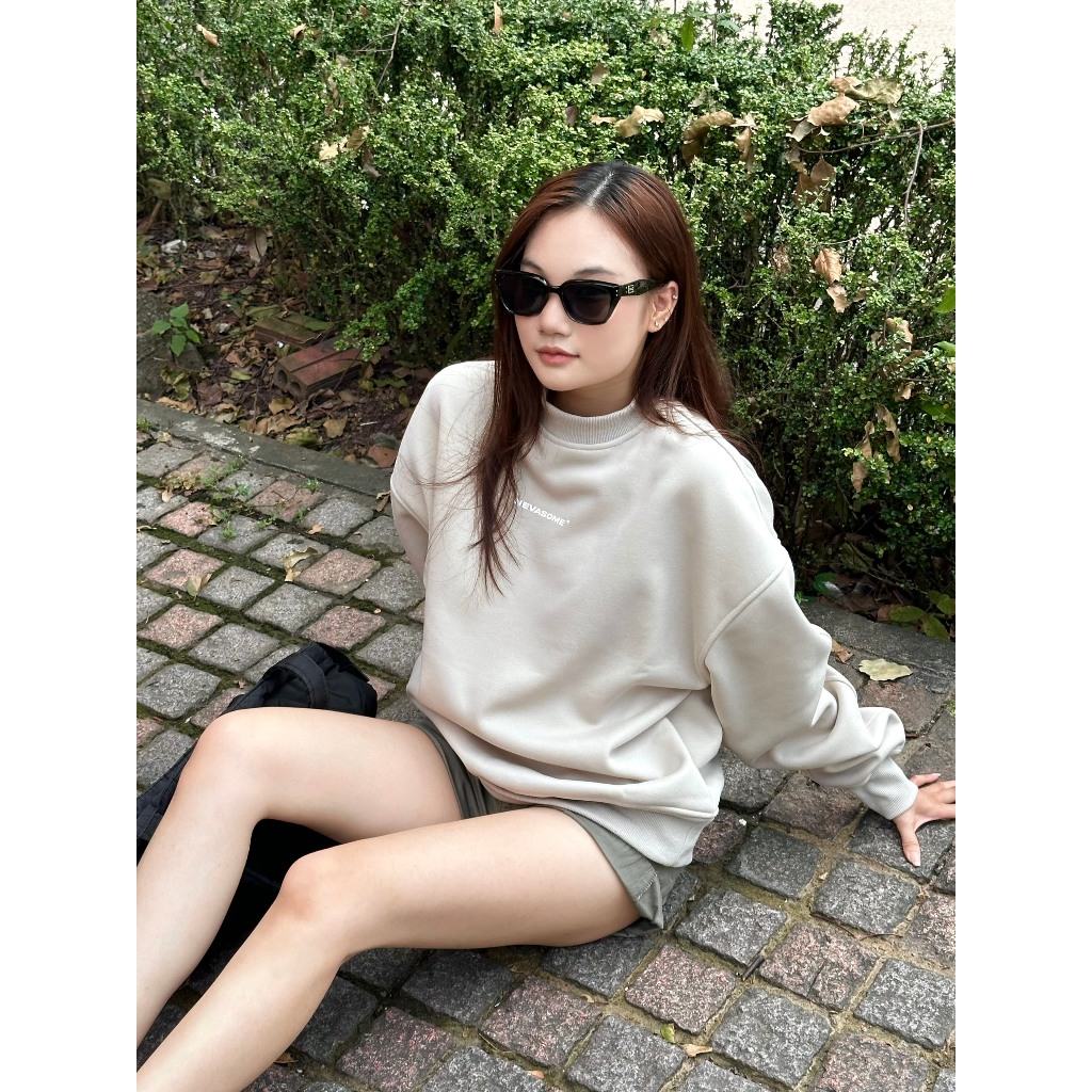 [KHÔNG XÙ] Áo Sweater NEVASOME Đơn Giản Nỉ Lót Lông Cừu LocalBrand Basic Cotton 420gsm Boxy Nam Nữ