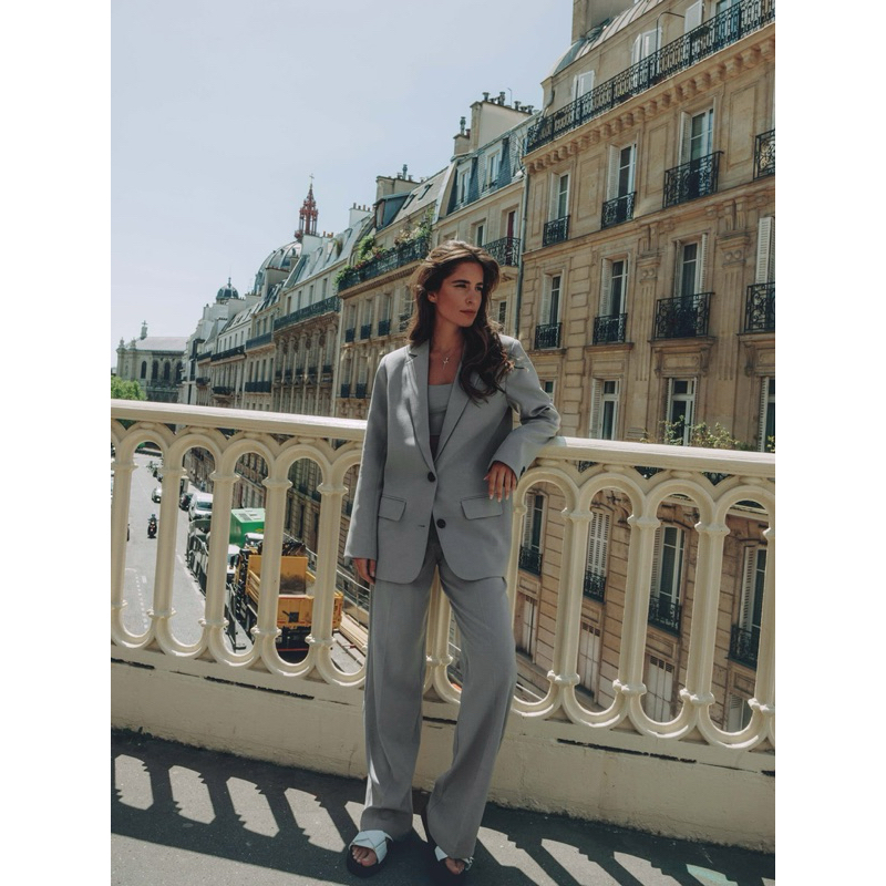 Set Áo blazer nữ  & Quần  [MAY THEO SỐ ĐO] - chất liệu cao cấp, 2 lớp, lót lụa mềm, màu xám