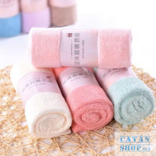 Khăn Lau Mặt Lông Cừu Kiểu Trơn/ Kiểu Sọc Mềm Mại Da Nhạy Cảm, Khăn Mặt Hàn Quốc Thấm Hút Nhiều Màu Xinh Xắn