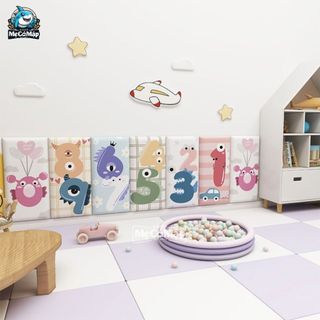 Miếng Xốp Dán Tường Chống Va Đập Cho Bé, Tấm Lót Dán Tường 3D Hình Hoạt Hình Ngộ Nghĩnh Set 6 Tấm