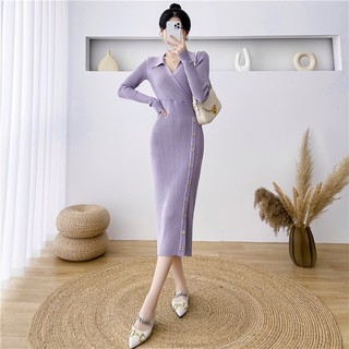 Đầm Dệt Kim Cổ Polo Dáng Ôm Thời Trang Mùa Thu Đông AL13