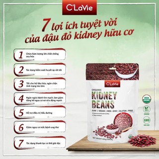 Đậu đỏ azuki, kidney hữu cơ C'LaVie 200g giàu chất xơ, nấu chè, cháo cho bé ăn dặm