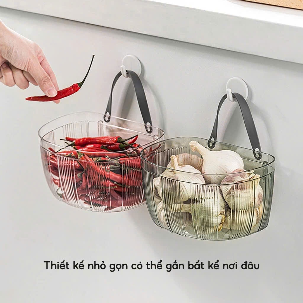 Giỏ treo tường đựng hành tỏi trong suốt mẫu mới tiện lợi