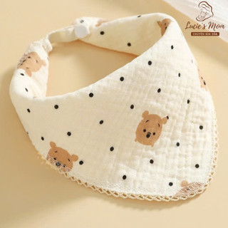 Yếm Tam Giác Vải Muslin Cao Cấp 4 Lớp Cúc Bấm, Hoạ Tiết Siêu Dễ Thương, Thấm Hút Tốt Cho Bé