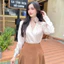 Sơ mi nữ lụa cổ chéo công sở kèm hoa A2079 Kymie