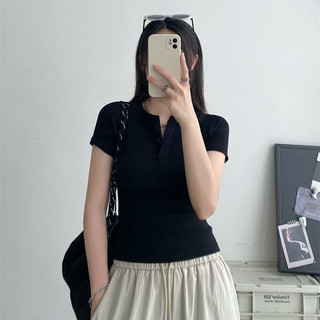 Áo Thun Babytee Kiểu Cổ Tàu V Tôn Dáng Nữ Co Giãn