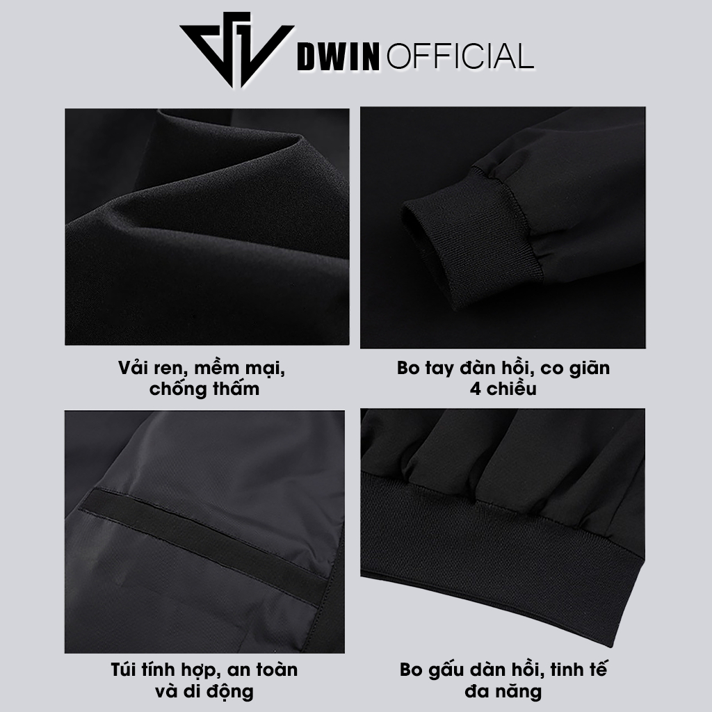 Ảnh Áo khoác gió nam nữ DWIN local brand bomber vải dù 2 lớp unisex form oversize chống nước không nhăn 3