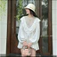 Áo Thô Đũi Dáng Babydoll Pha Ren Tay Dài Tiểu Thư Form Dấu Quần