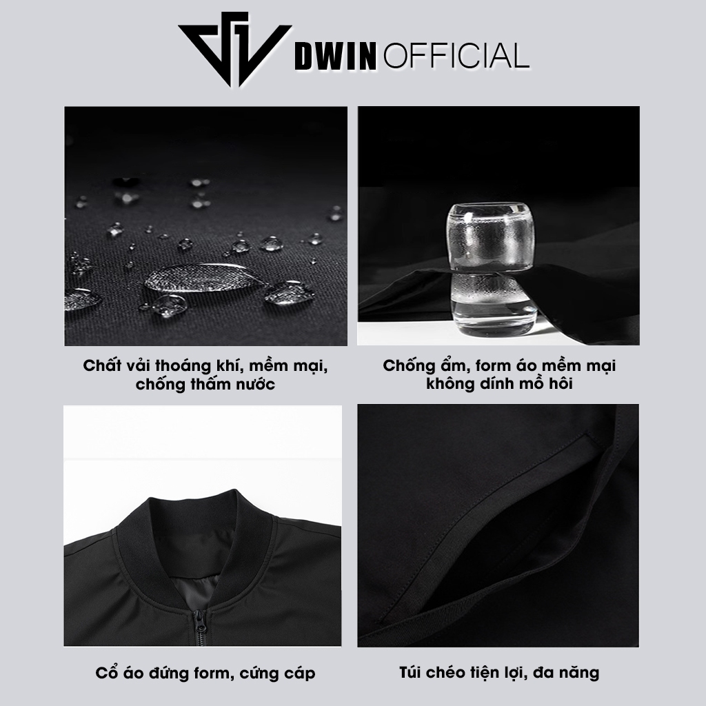Ảnh Áo khoác gió nam nữ DWIN local brand bomber vải dù 2 lớp unisex form oversize chống nước không nhăn 2
