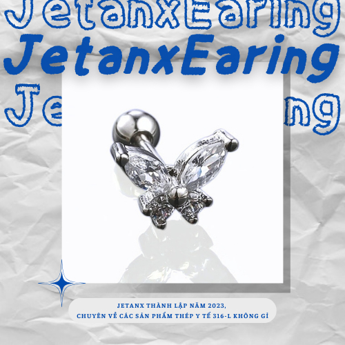 Khuyên Tai Bướm Đá WHITE BUTTERFLY JetanX (1 chiếc)